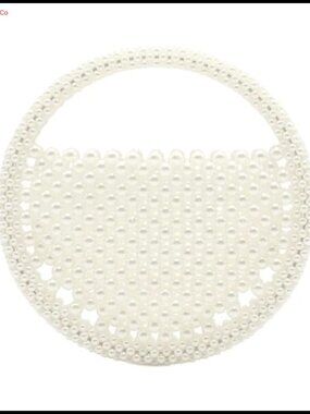Pearl Beaded Clutch Round Handmade Evening Bag Top Handle